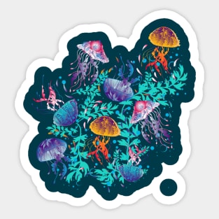 Ocean Light show- Bioluminescent Sea Life- Jellyfish Dance Sticker